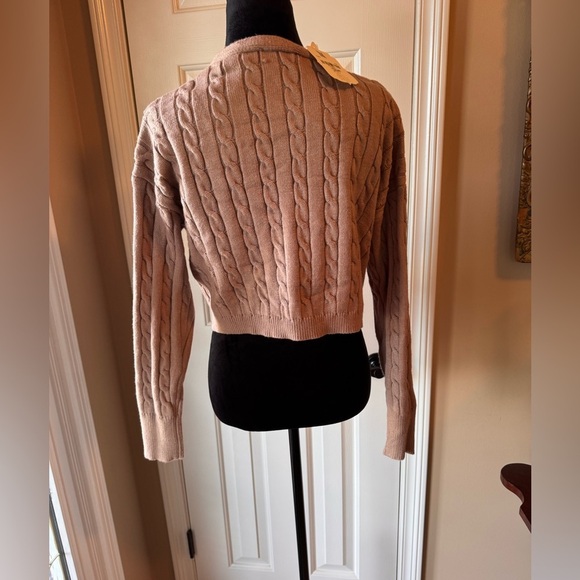 Altar’d State Women's Mocha Cable Knit Cropped Sweater NWT - Picture 4 of 10
